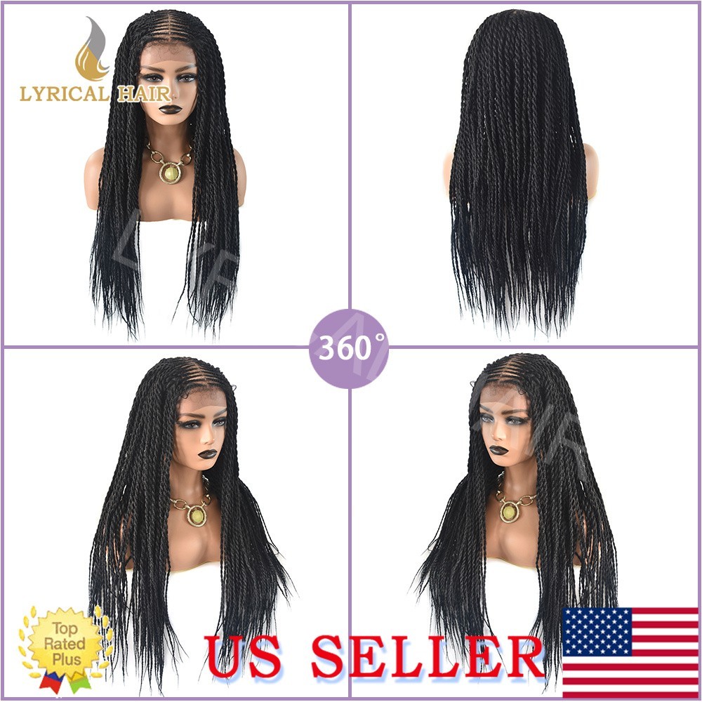 Micro Twist Swiss Lace Front Box Hand Braided Wigs For Women Synthetic Baby Hair