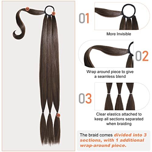 Upgraded 1PCS 20 Inch (After Braided 16 Inch) 110 Gram Dark Chocolate Brown