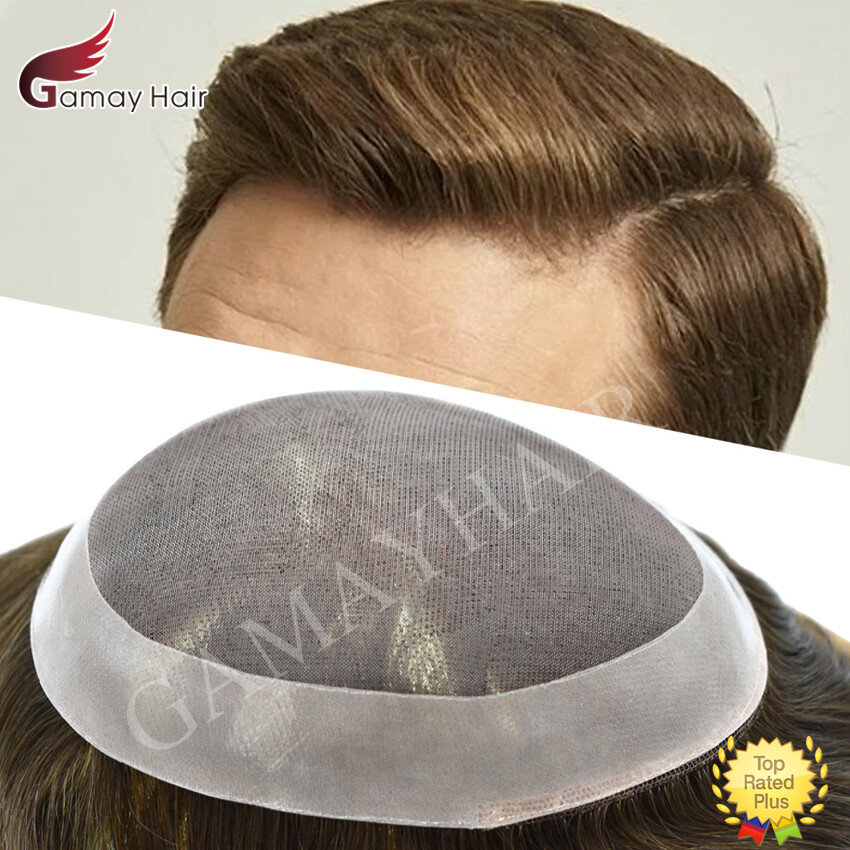 Toupee for Men Hairpiece Fine Mono Mens Wig Poly Skin Pu Hair Replacement System