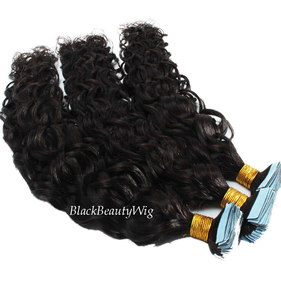 Water Wave Tape in Human Hair Extension Brazilian Skin Weft Tape on Hair 40Pcs