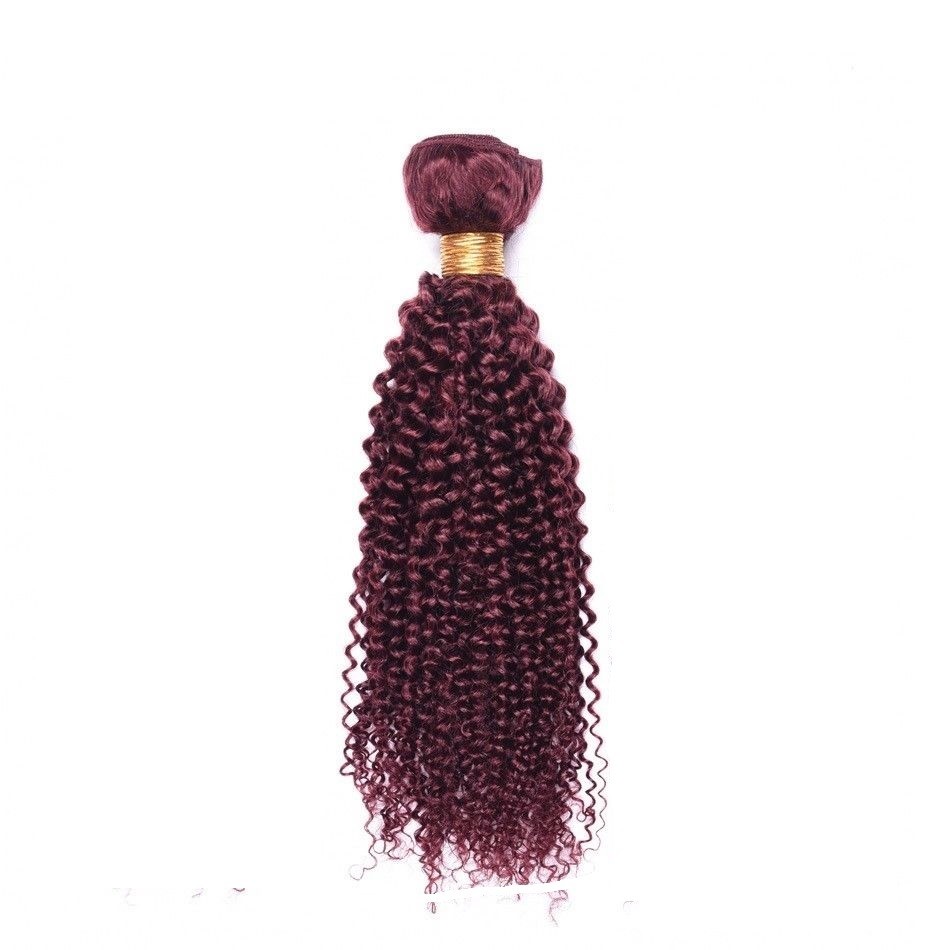 Ali Bundle Burgundy 99J Jerry Curl 100 Virgin Human Hair Extension One Bundle
