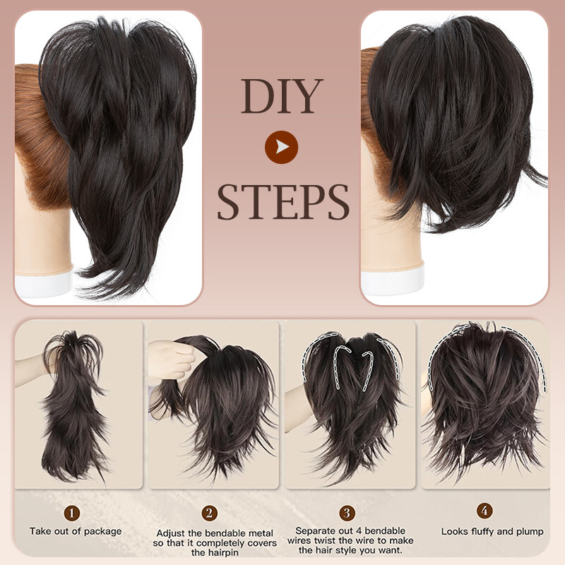 Bendable Short Ponytail Extensions High Fluffy Bun Curly Hairpiece Pony Tail GBP