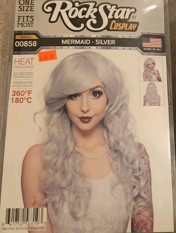 Rockstar Wigs Cosplay Mermaid – Silver 00858 One Size Fits Most Heat Resistant