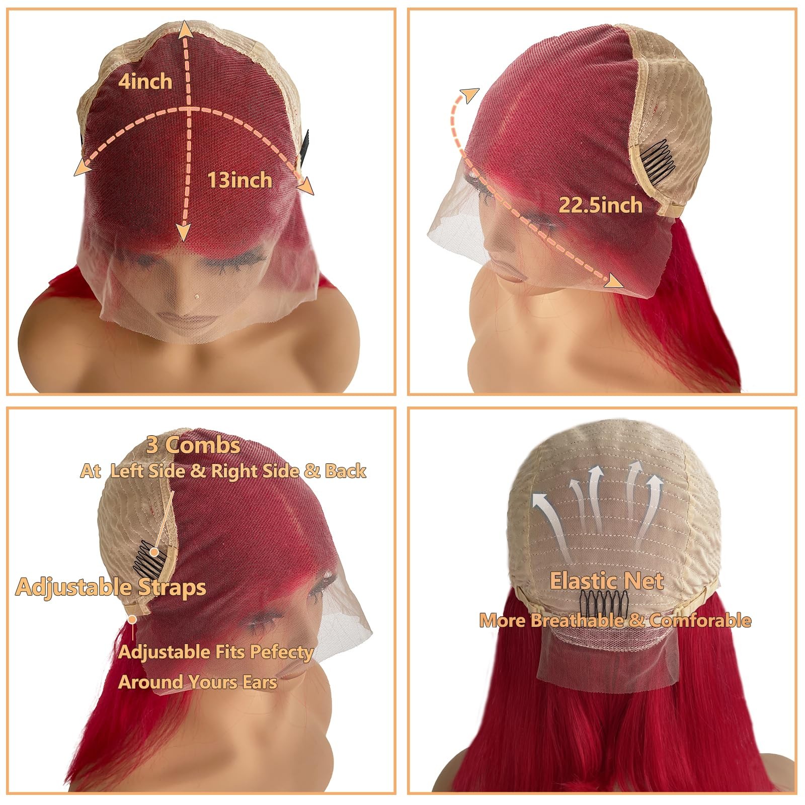 Munx 13X4 Bob Wig Wear And Go Glueless Wigs Real Human Hair 14 180 Density