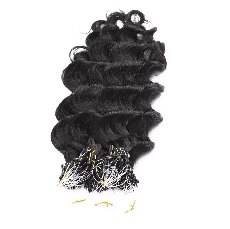 Pre Bonded Body Wavy Micro Beads Ring Loop 100% Remy Human Hair Extension 50g
