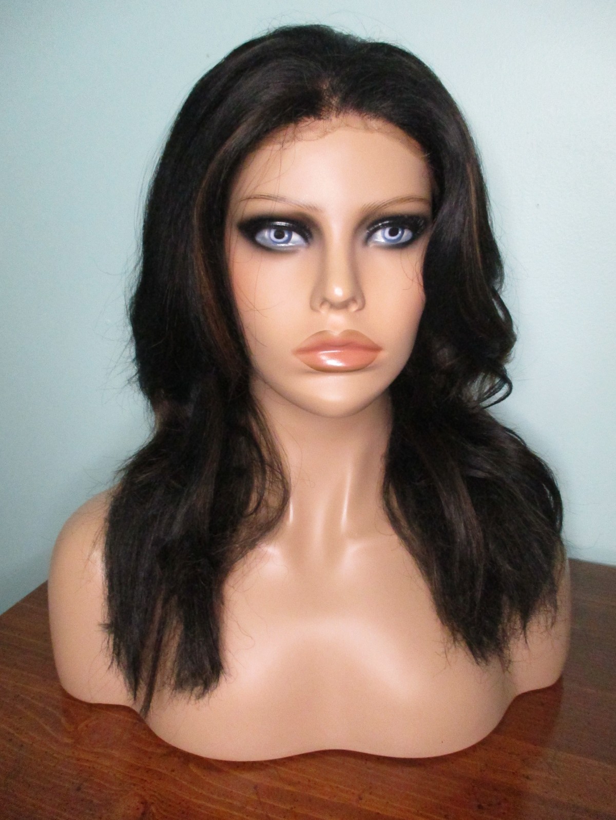 20″ black and brown mix SHAG style SWISS LACE FRONT WIG by SHAKE N GO
