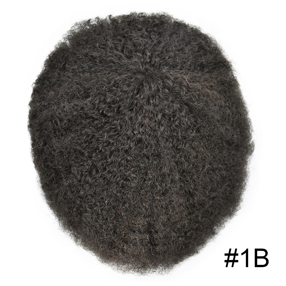 Afro Curl Mens Toupee Hairpiece French Lace Front African American Hair Systems