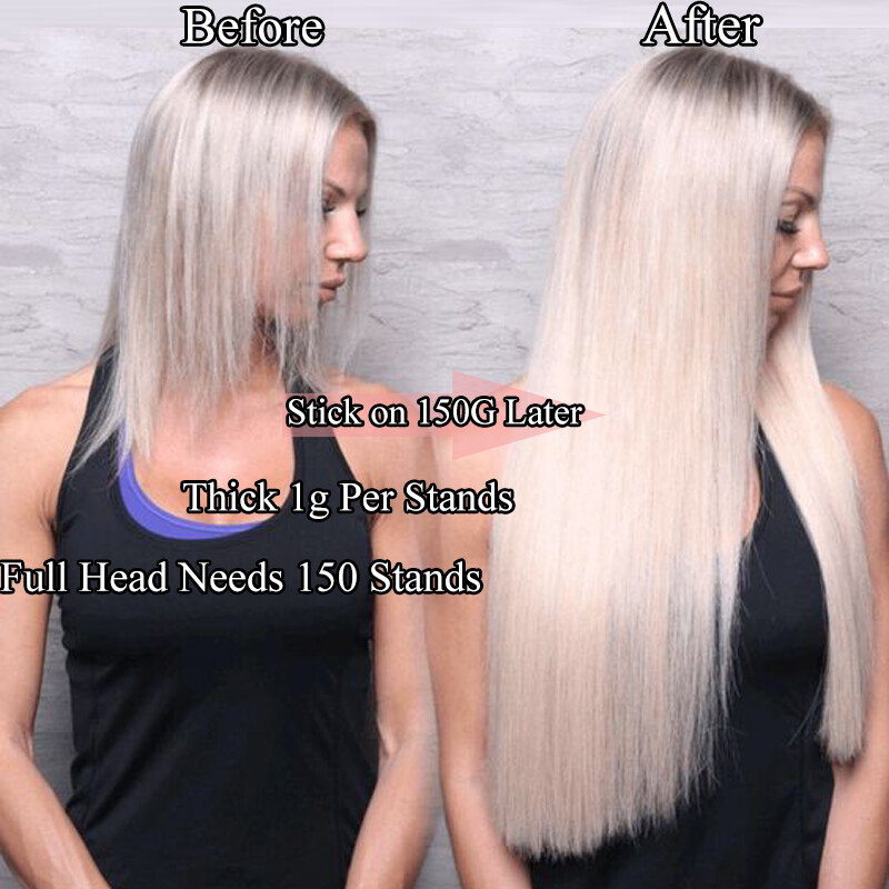 Blonde Nano Ring Remy Human Hair Extensions Pre-Bonded Fusion Keratin Thick 150S