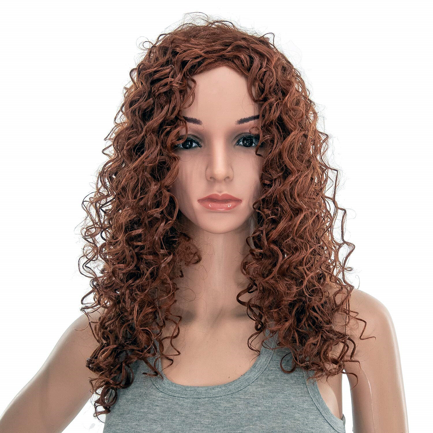 Long Big Curly Wigs For Women Synthetic Heat Safe Piece Dark Brown High-quality