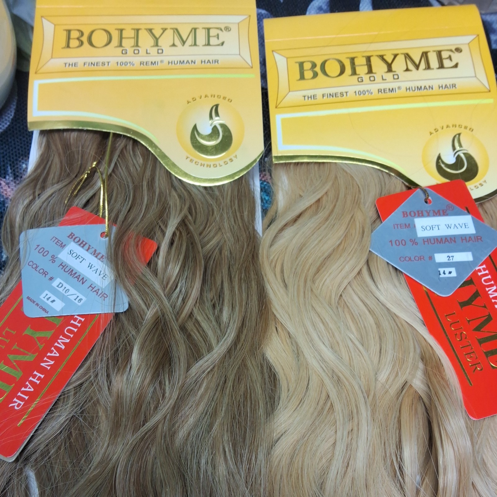 Bohymne Gold Soft Wave 100% Human Hair Two Packs Colors 10/16 & 27 14″