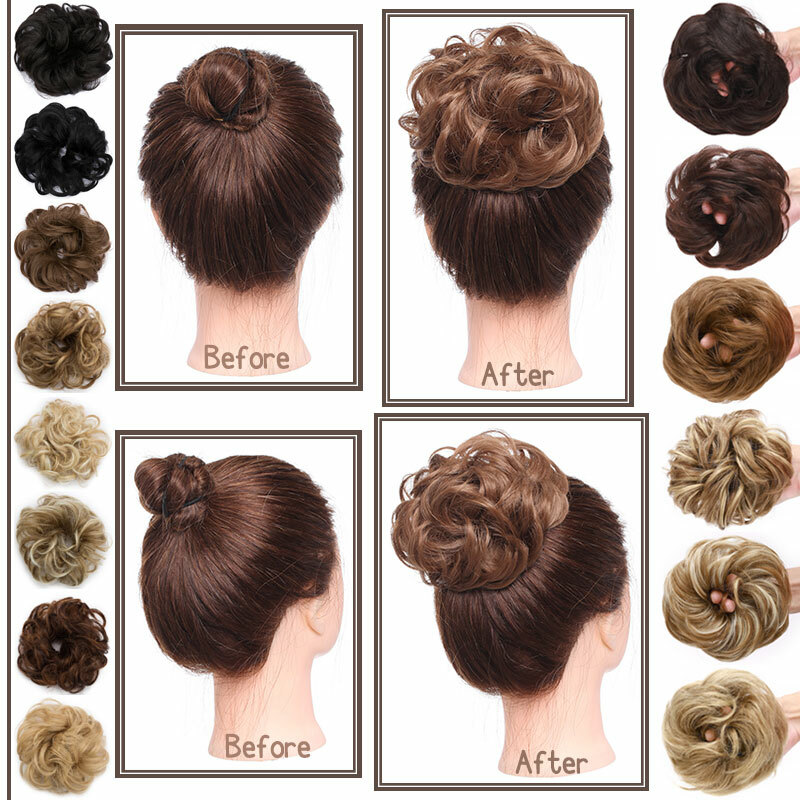 US Messy Bun Hair Piece Scrunchie Updo Curly Hair Extensions Real Thick As Human