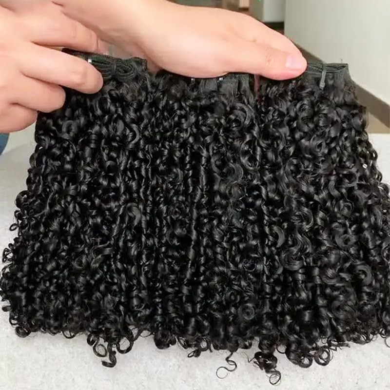 Jyz 16A Double Weft Pixie Bouncy Curly Human Hair Bundles 16 16 16 Inchs