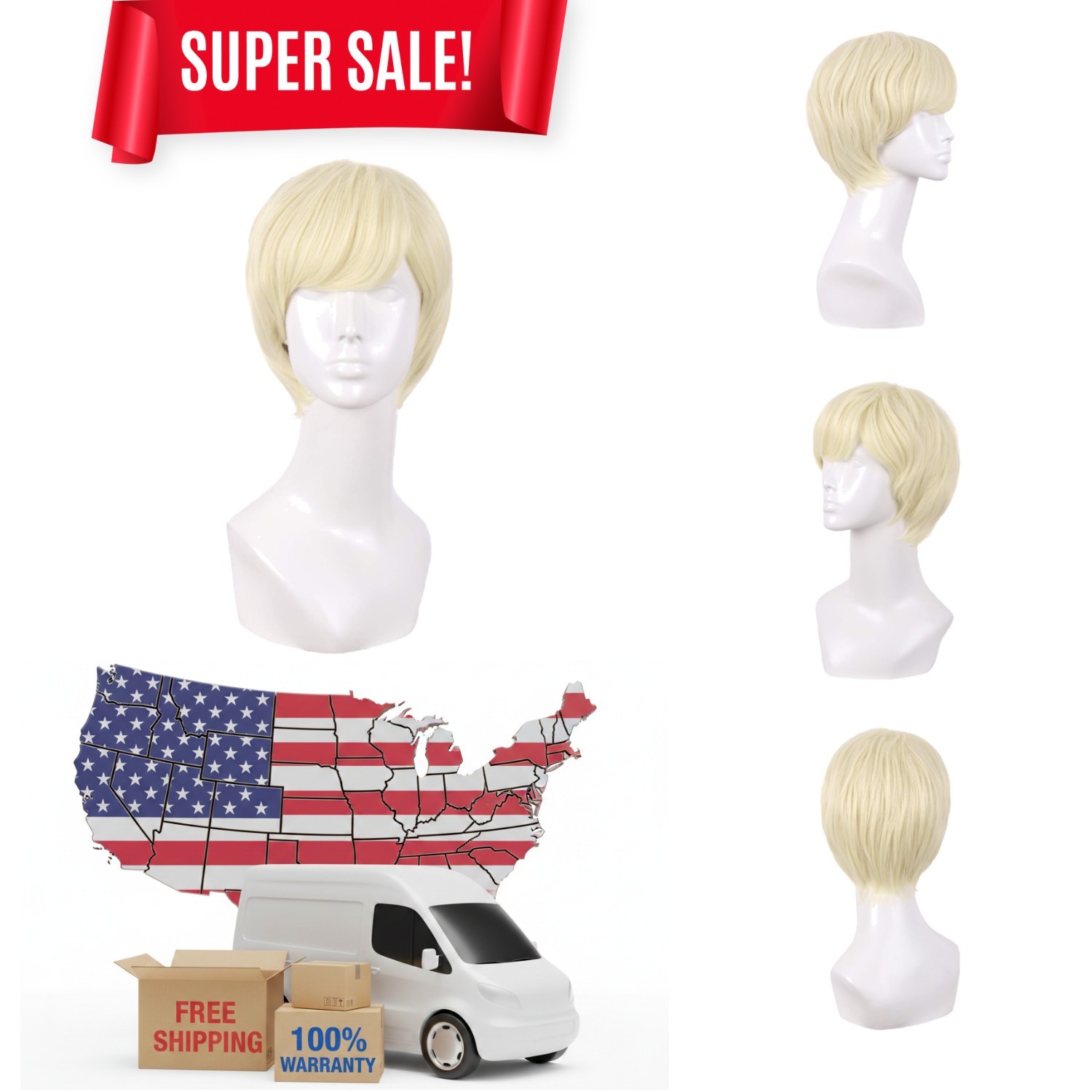 High-Quality 10 Inch Curly Wig in Light Blonde – Synthetic & Heat Resistant