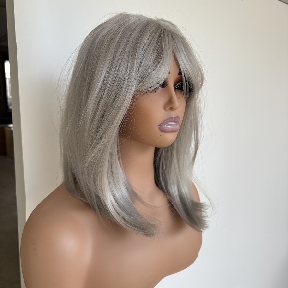 Bob Straight Gray Heat Resistant Synthetic Hair Cosplay Wig With Fringe