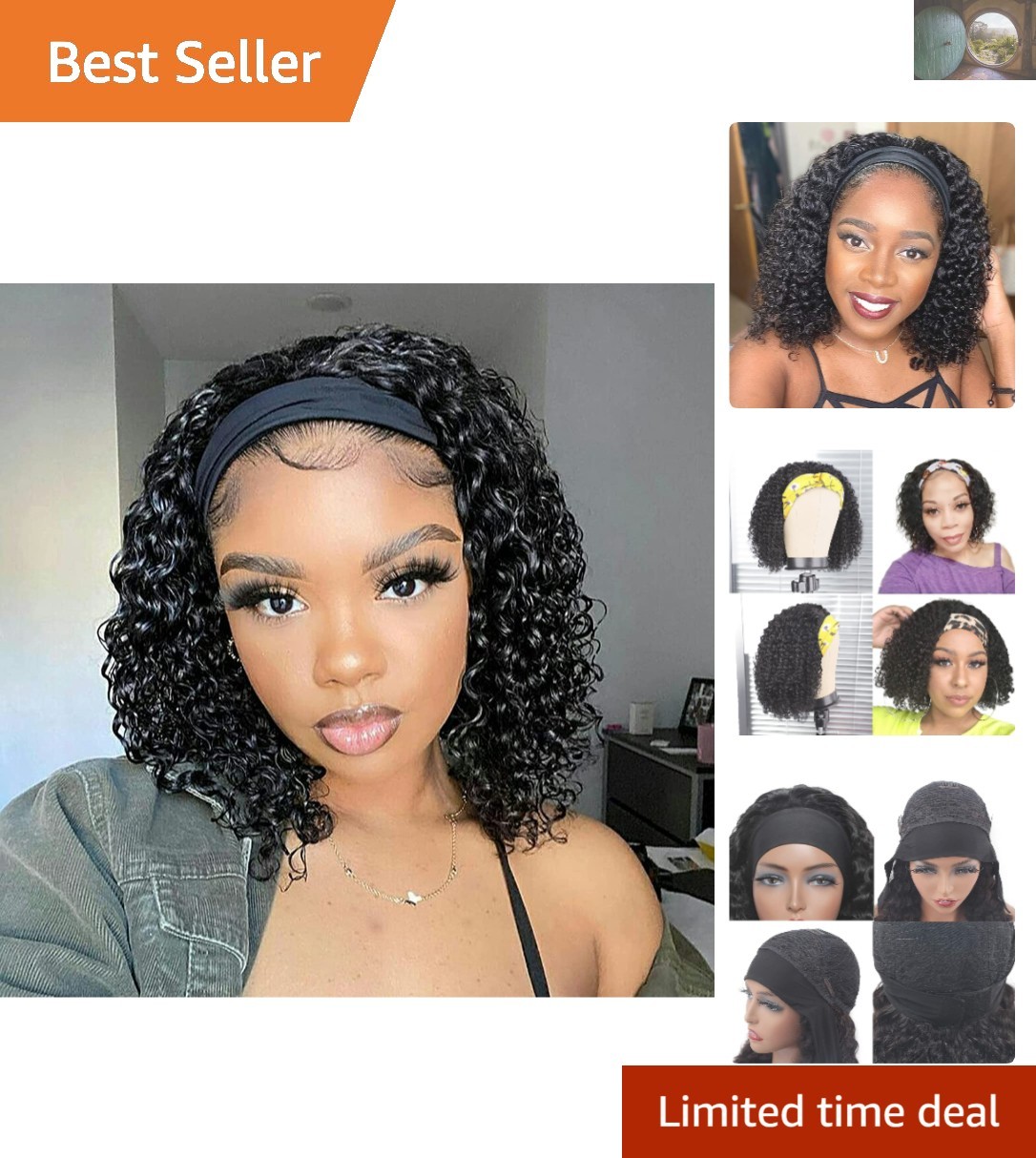 Glorious 12-Inch Natural Deep Wave Headband Wig – Brazilian Virgin Hair