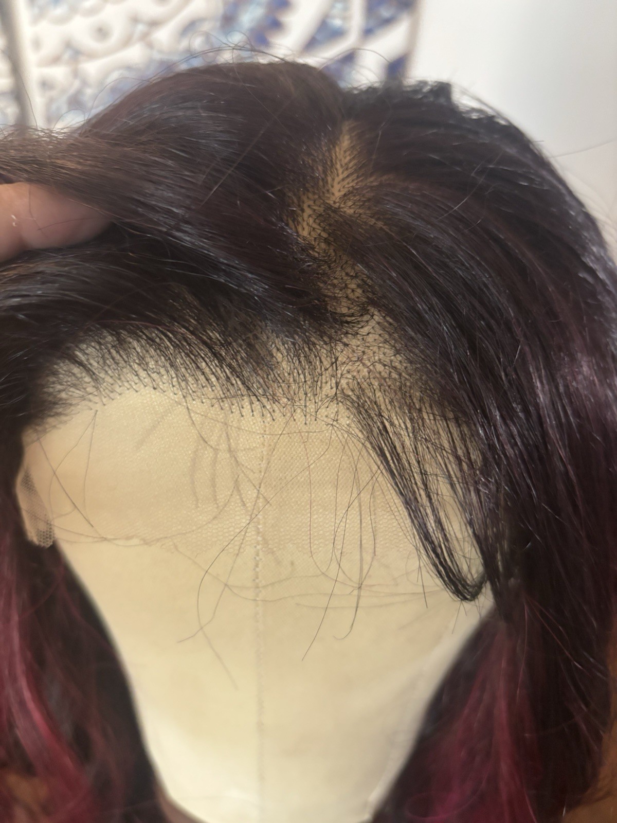 Lace Front Free Part Synthetic Brunette W/ Burgundy Peekaboo, Show Stopper New