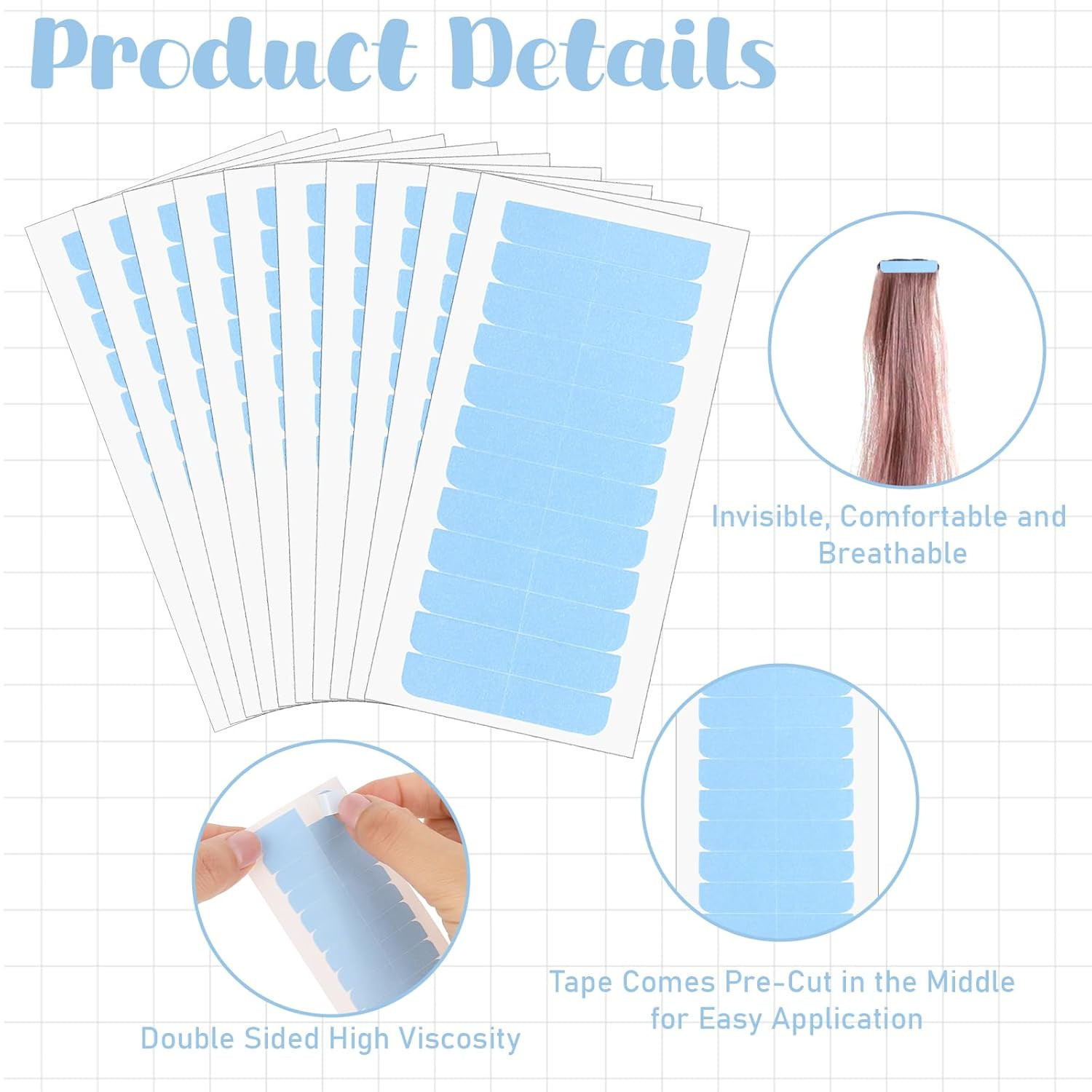 120Pcs Adhesive Replacement Tape for Hair,Hair Extension Tape,Extensions Invisib