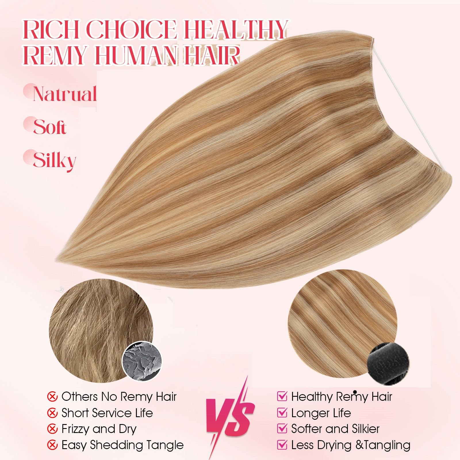 Rich Choices Halo Hair Extensions Real Human Hair Remy Hairs Halo Extension For