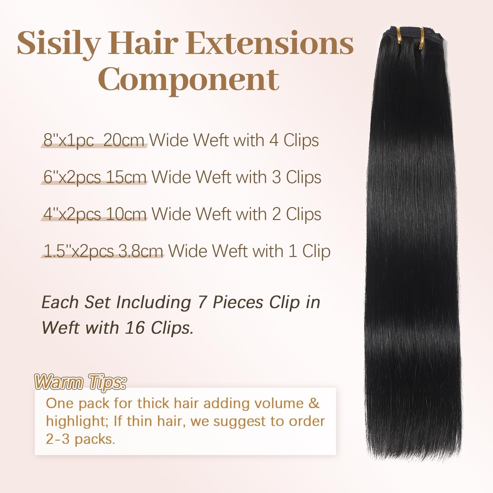 Sisily Clip in Hair Extensions Real Human Hair,14 inch 70g, Natural Straight …