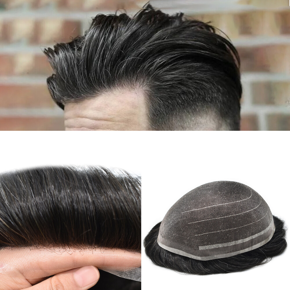 MensToupeeFull Swiss Welded Lace Mens Hairpiece Hair System Toupee For Men