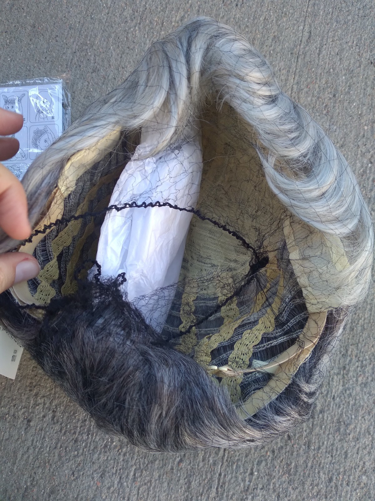 Gnimegil Gray Bob Wig NEW with Weaving Cap Black