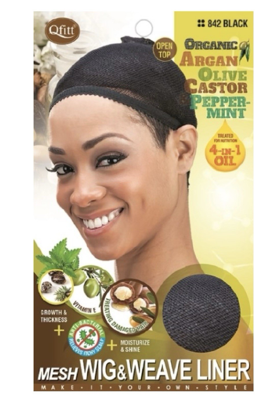 Qfitt Mesh Wig & Weave Liner, Black #842. Secure Fit for Wigs & Sew-Ins