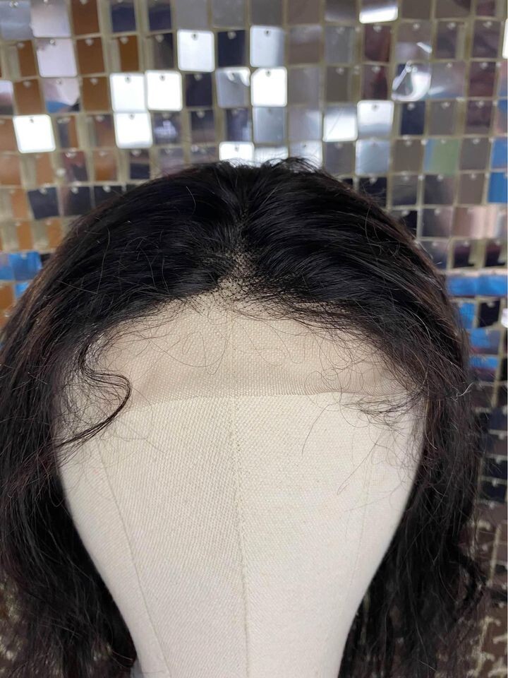 Human Hair Wig 16 Inch Natural Black Body Wave 4×4 Lace Front New