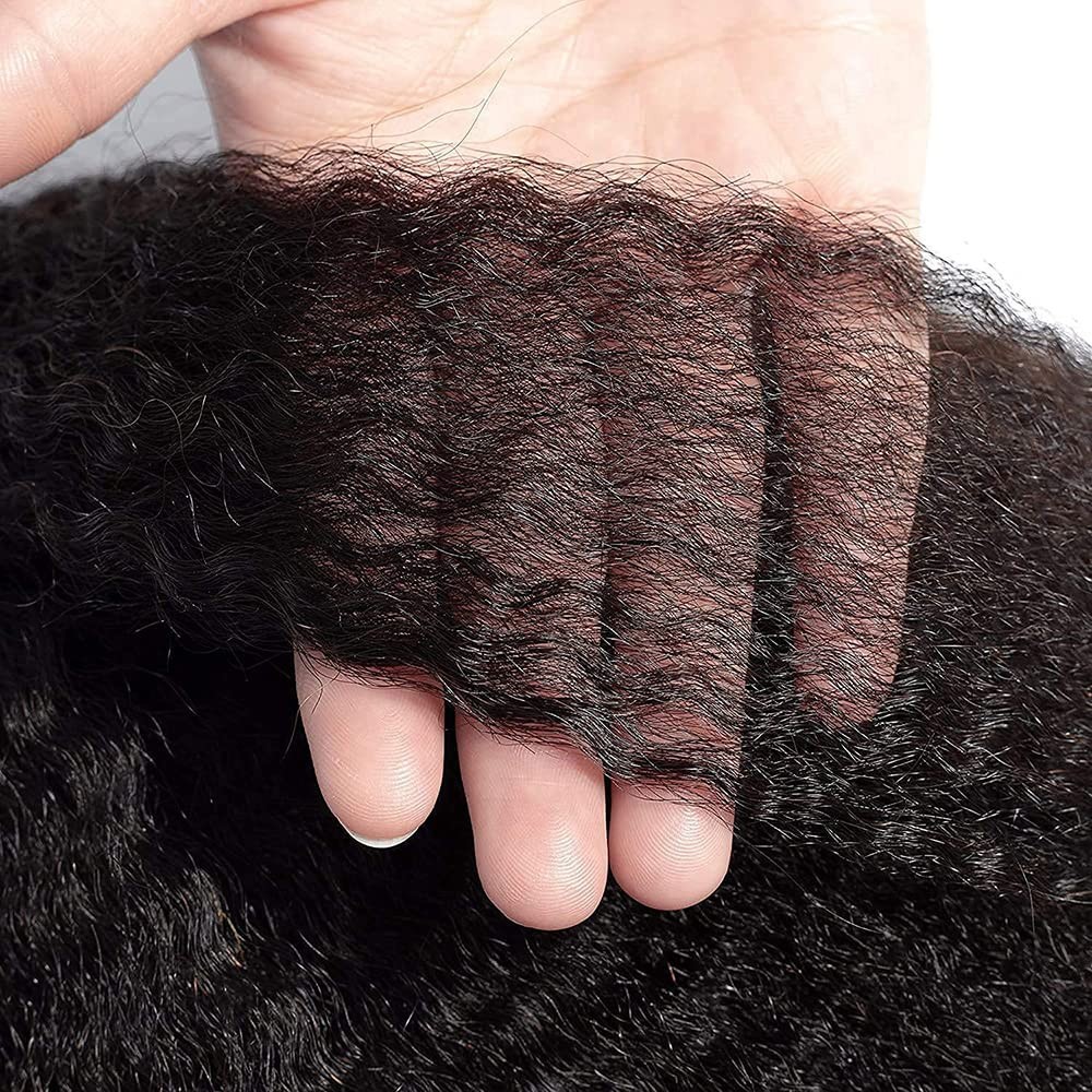 200% Density Transparent Lace Human Hair 13×6 Natural Color Kinky Straigh