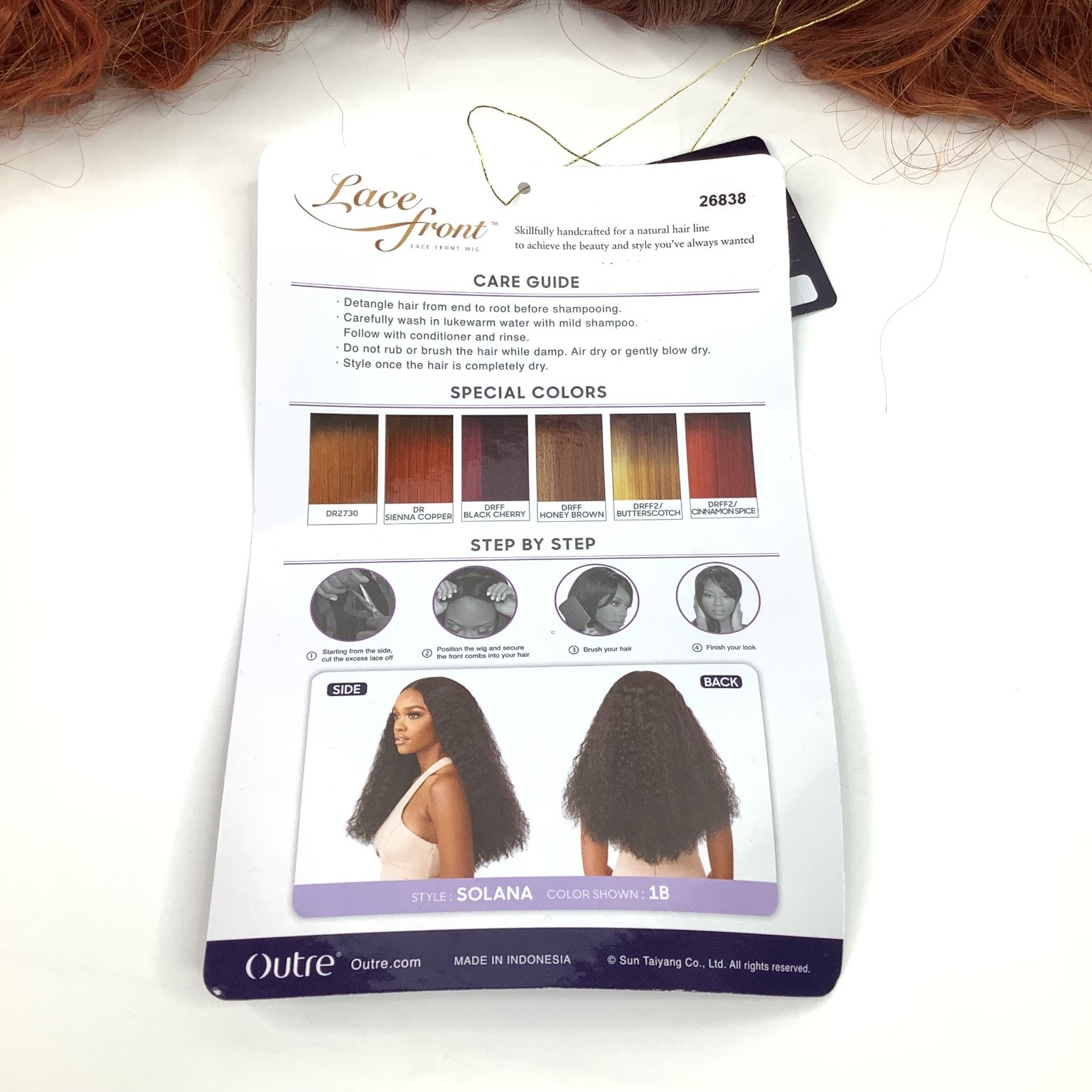 Outre Lace Front Wig Solana DR Sienna Copper Heat Resistant Fiber