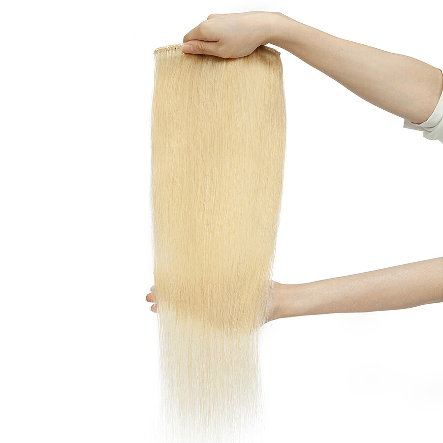 7pcs Real Remy Hair Clip In Remy Human Hair Extensions Full Head Natural Blonde