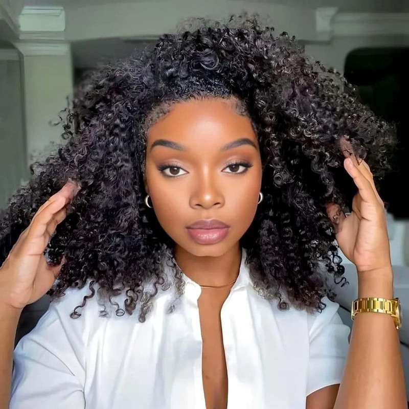 Sherico Half Wig Human Hair 200 Density Curly Half Wig 3 In 1 Wear Go Glueless