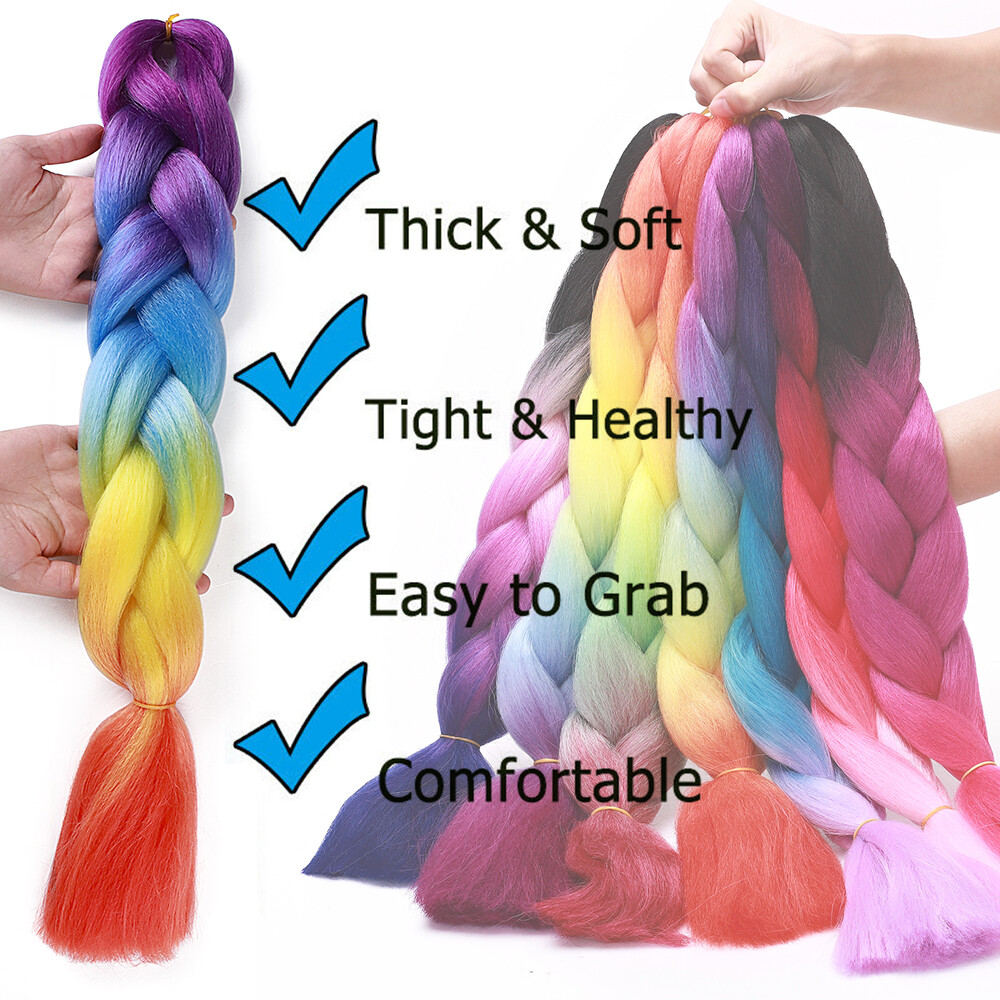 US 24″ Braiding Ombre Afo Jumbo Braids Hair Extension Synthetic For Woman Brown