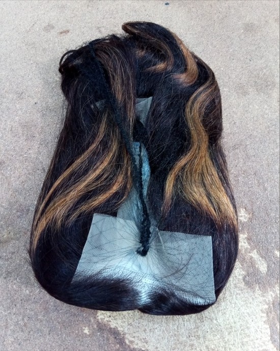 Highlight Black Brown 13×4 Lace Front Human Hair Wig for Women Daily
