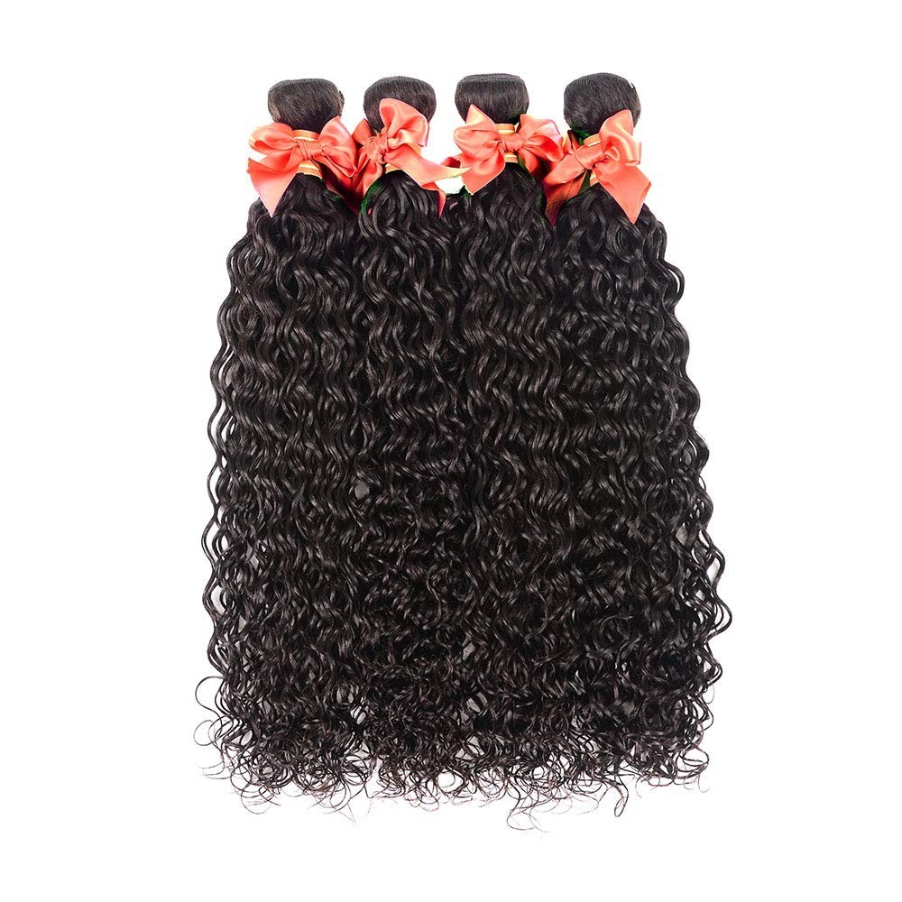 Luxurious Water Wave Human Hair Bundles – Natural Black, 22-28 Inch Extensions