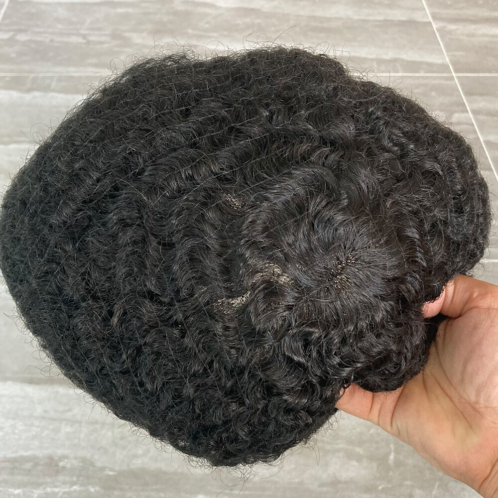 Lace Base Men’s Toupee For Black Men Afro Curly African American Wigs Hair Unit