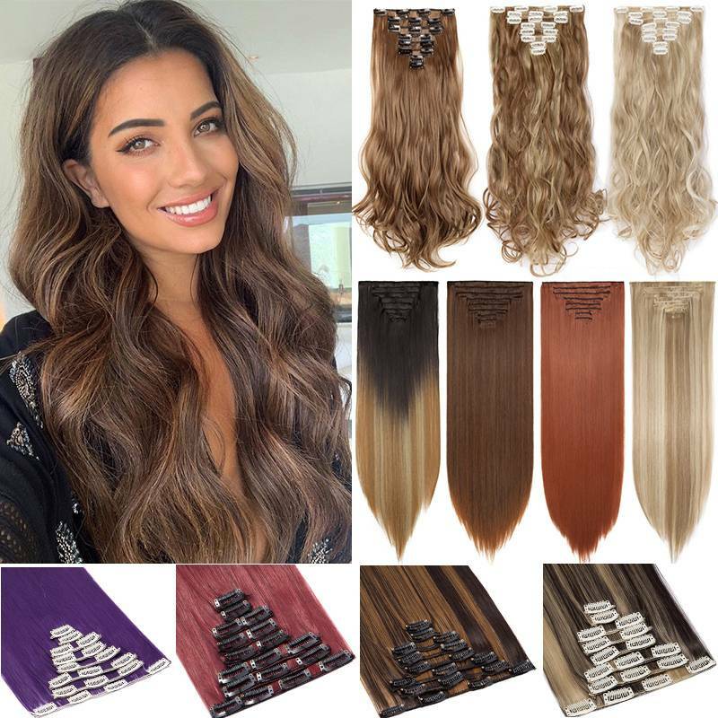 100% Real Thick 8Pcs 18Clips Clip in Full Head Hair Extensions NEW As Remy Human