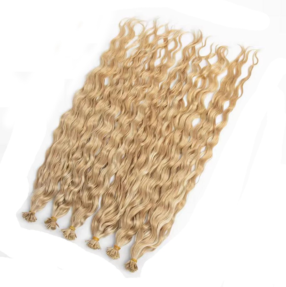 Curly WavyPre Bonded Keratin Fusion Keratin K Tip Human Hair Extensions 100S 70g