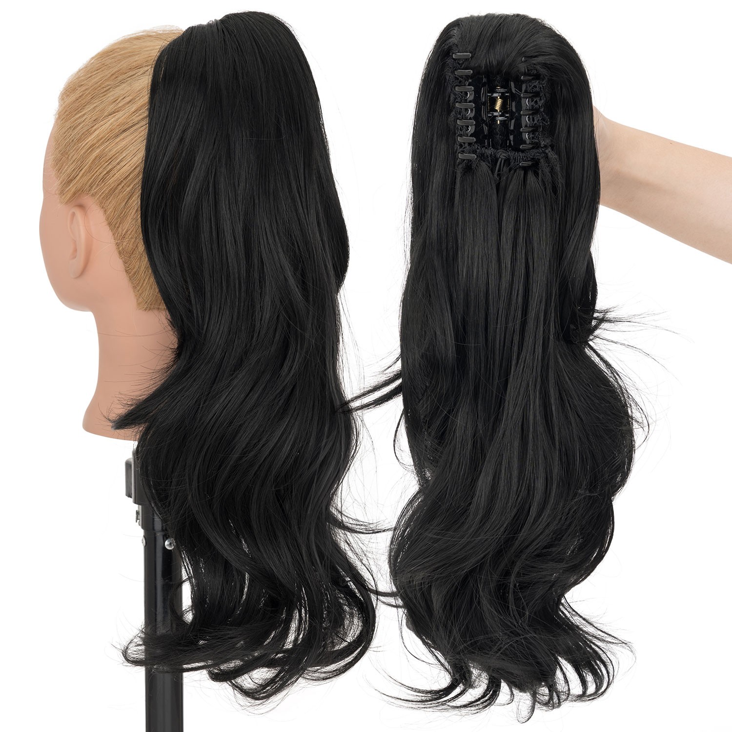 18in Ponytail Claw Clip in As Human Hair Extension Pony Tail Thick Hairpiece USA