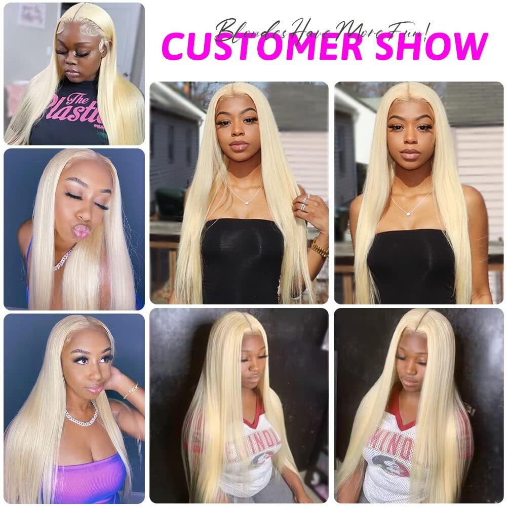 613 Blonde Wig Pre-Cut 13*4 lace wear and go blonde straight wig remy hair