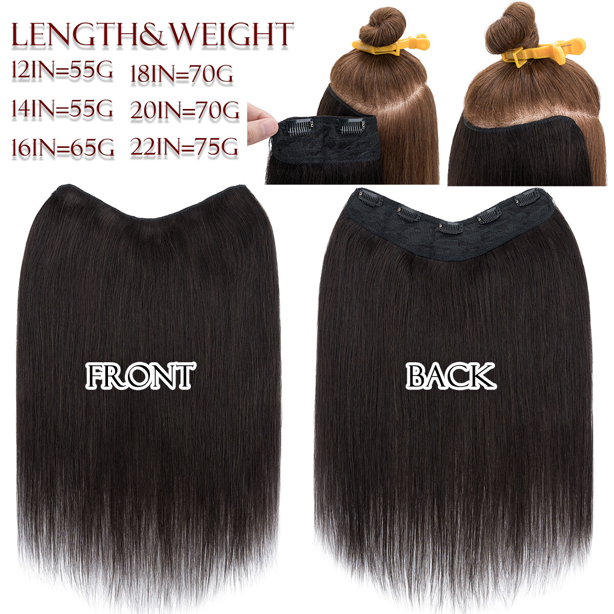 AAA+ V-Shaped One Piece Clip In Remy Human Hair Extensions Blonde 3/4 Full Head
