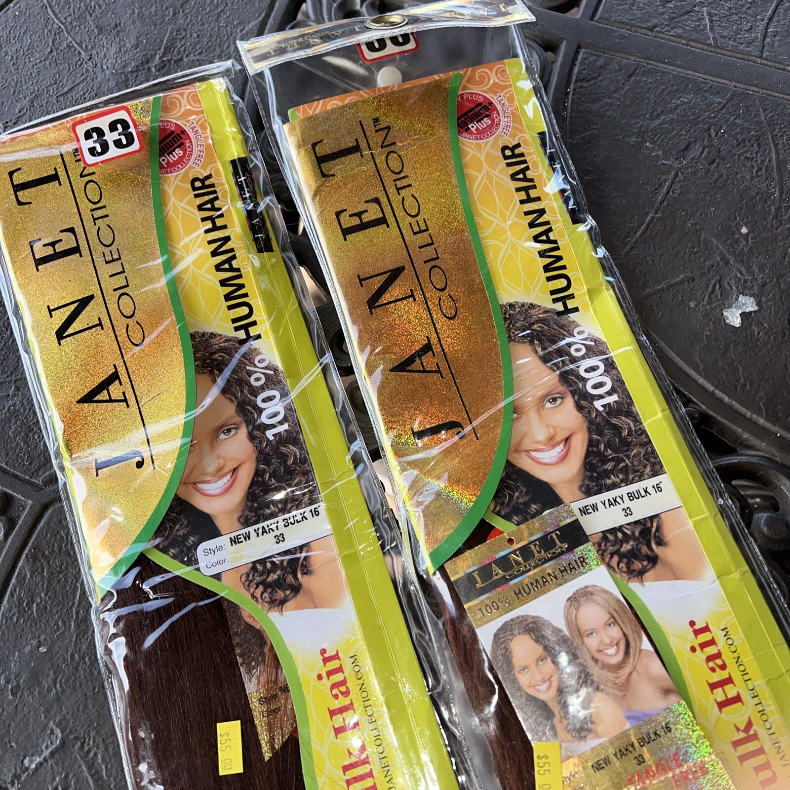 Janet Collection 100% Human Hair New Yaki Bulk 16″ Color 33 Lot Of 2 Packs