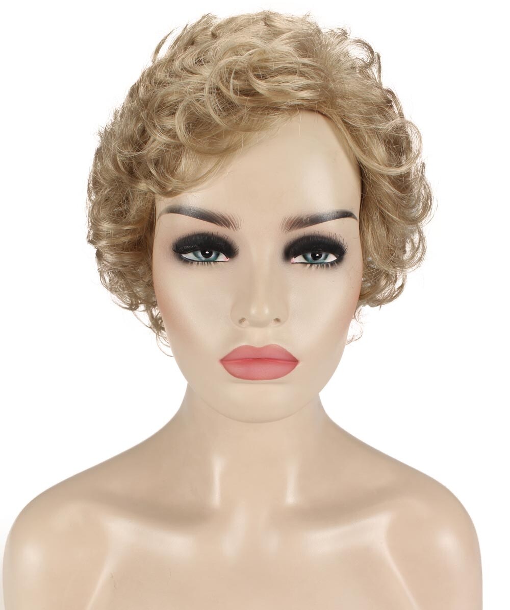 Monroe – Curly Kanekalon Synthetic Fiber Full Wig, 4 – 4.5 in, Honey Blonde
