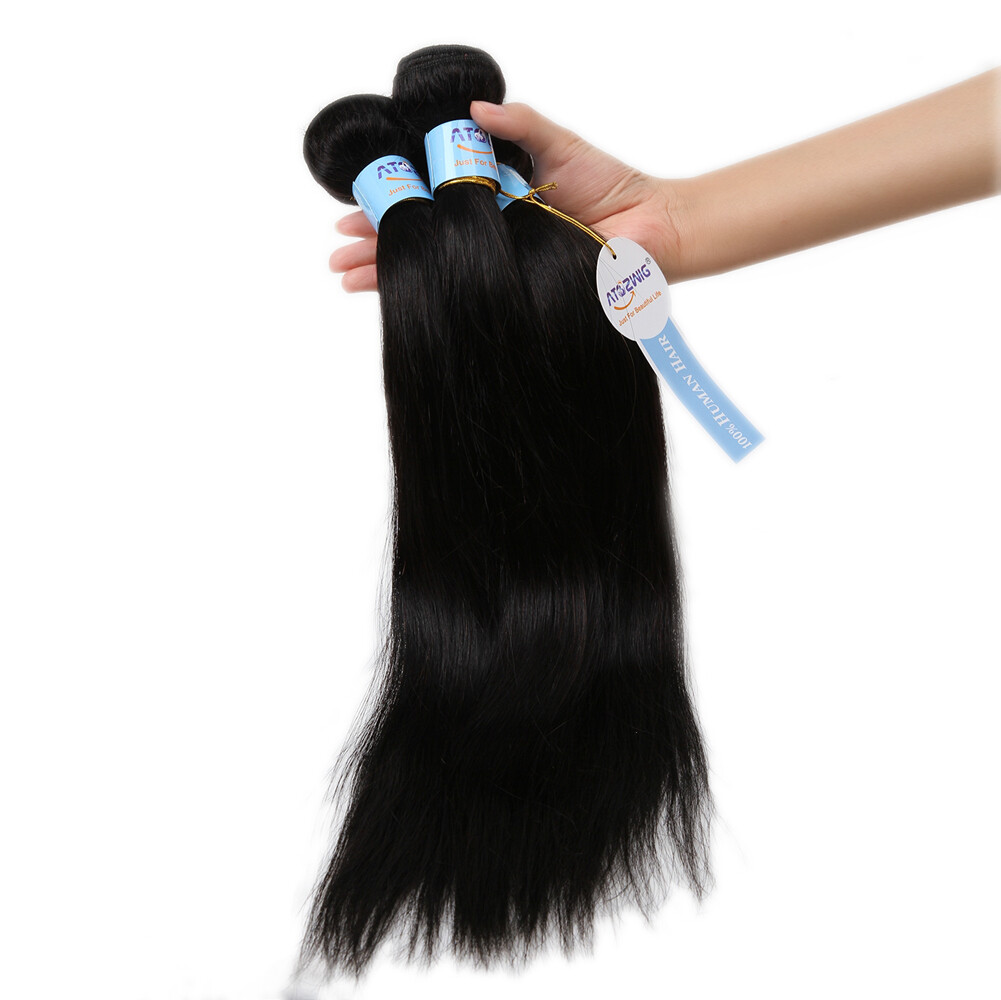 3 Bundles with Closure Frontal 100% Unprocessed Brazilian Virgin Human Hair USA