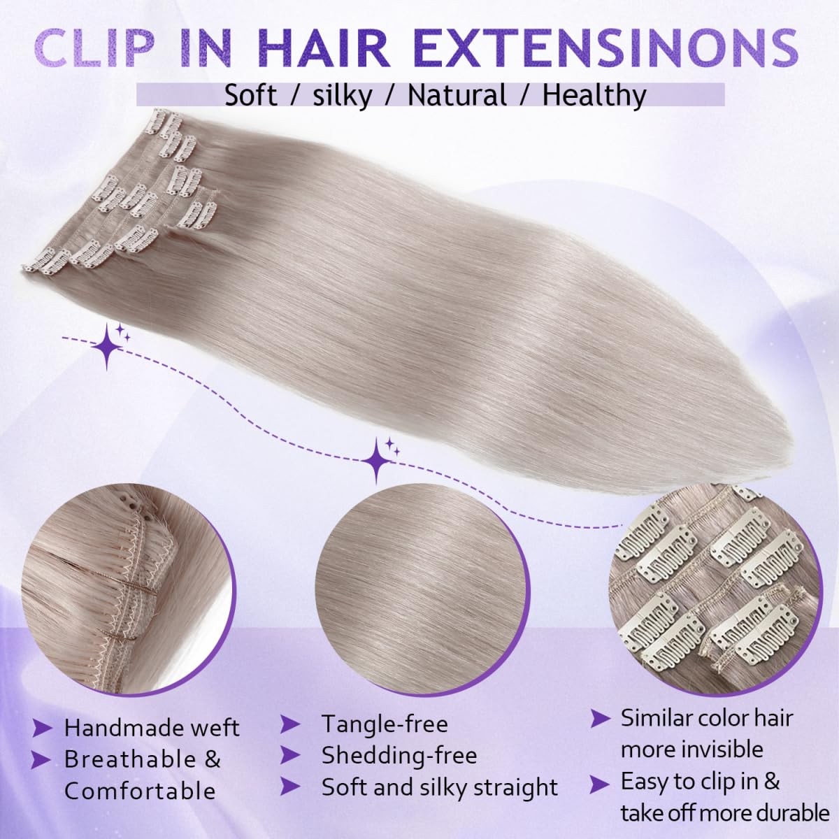 Cwrdk Clip In Hair Extensions Real Human Hair 22Inch 110G 100 Brazilian Remy