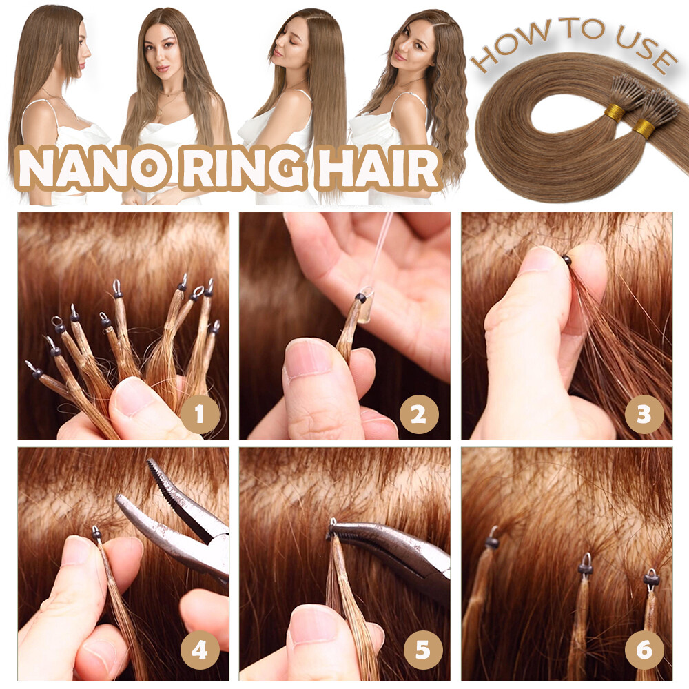 1G Bean Hair Extensions Nano Ring Micro Tip Remy Human Hair Micro Loop Highlight
