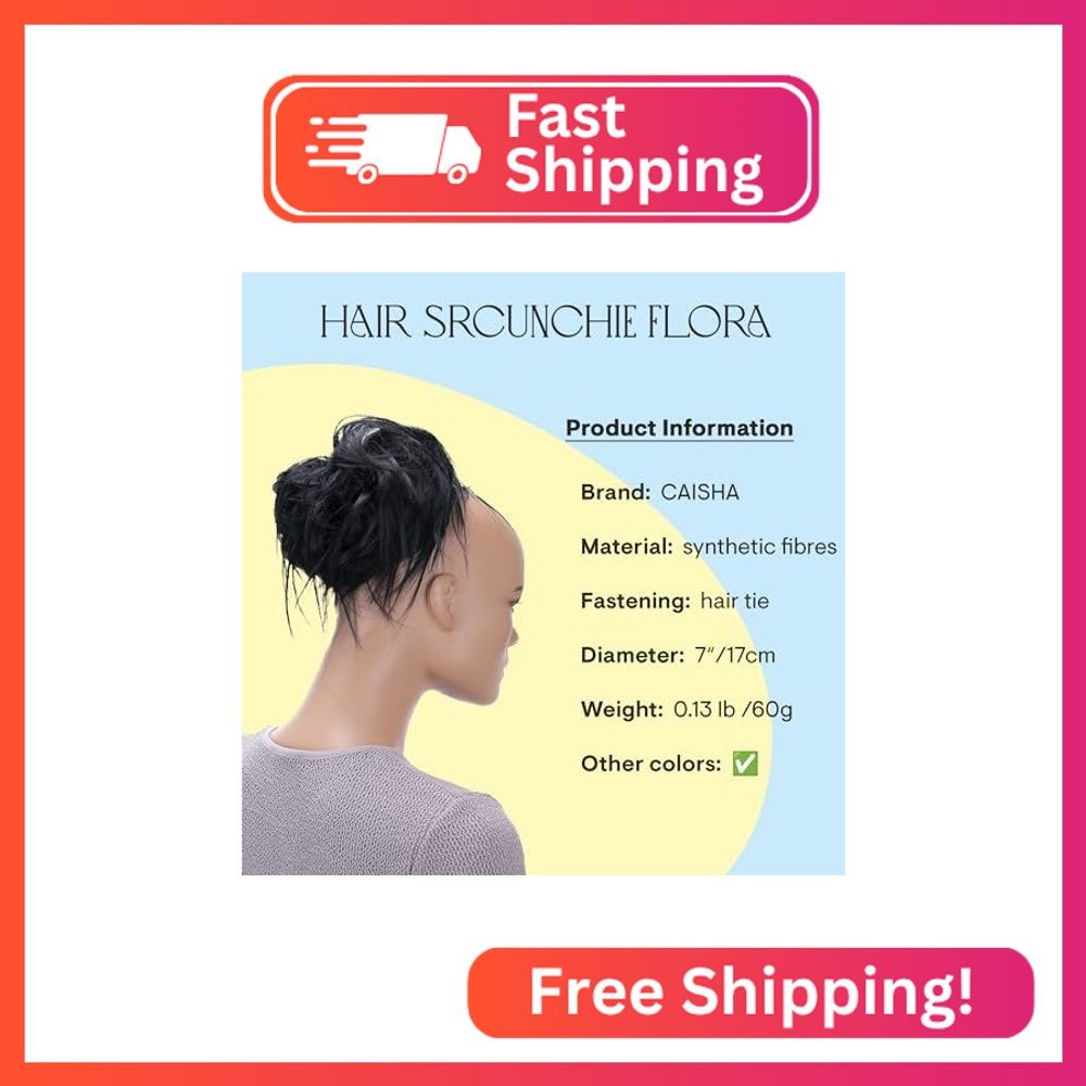 CAISHA XXL Hairpiece Scrunchie Updo Voluminous Slightly Wavy Messy Bun Black G1F