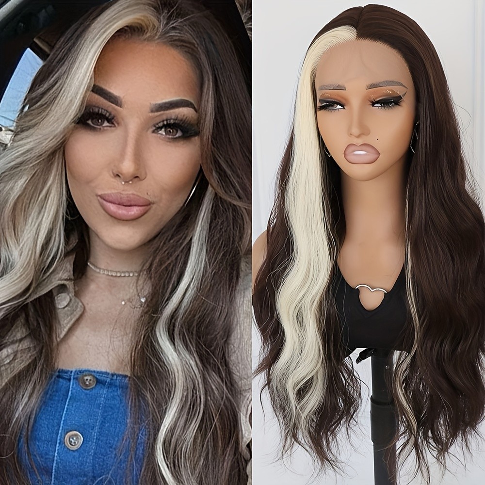 Brown Color Hair Blonde Highlights Lace Front Wig Pre Plucked Hairline Body Wave
