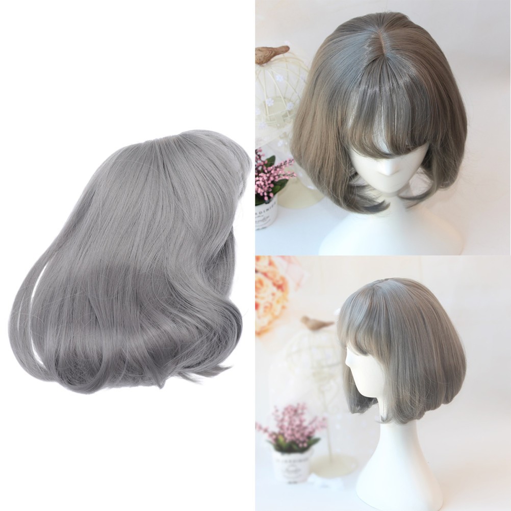 1Pcs Realistic Grey Bob Hair Wig Lace Front Durable Synthetic Wig for Women