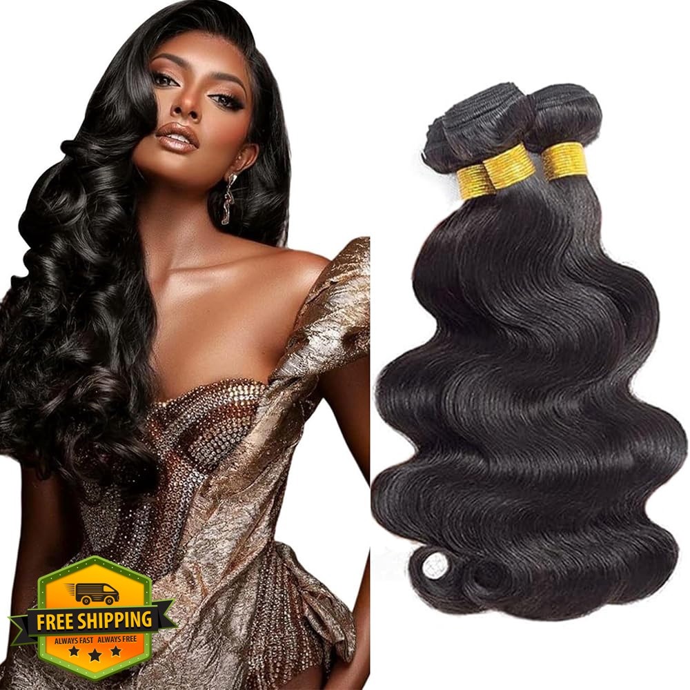 MavKuvx 24 26 28 Inch 1B Black BB Body Wave Bundles