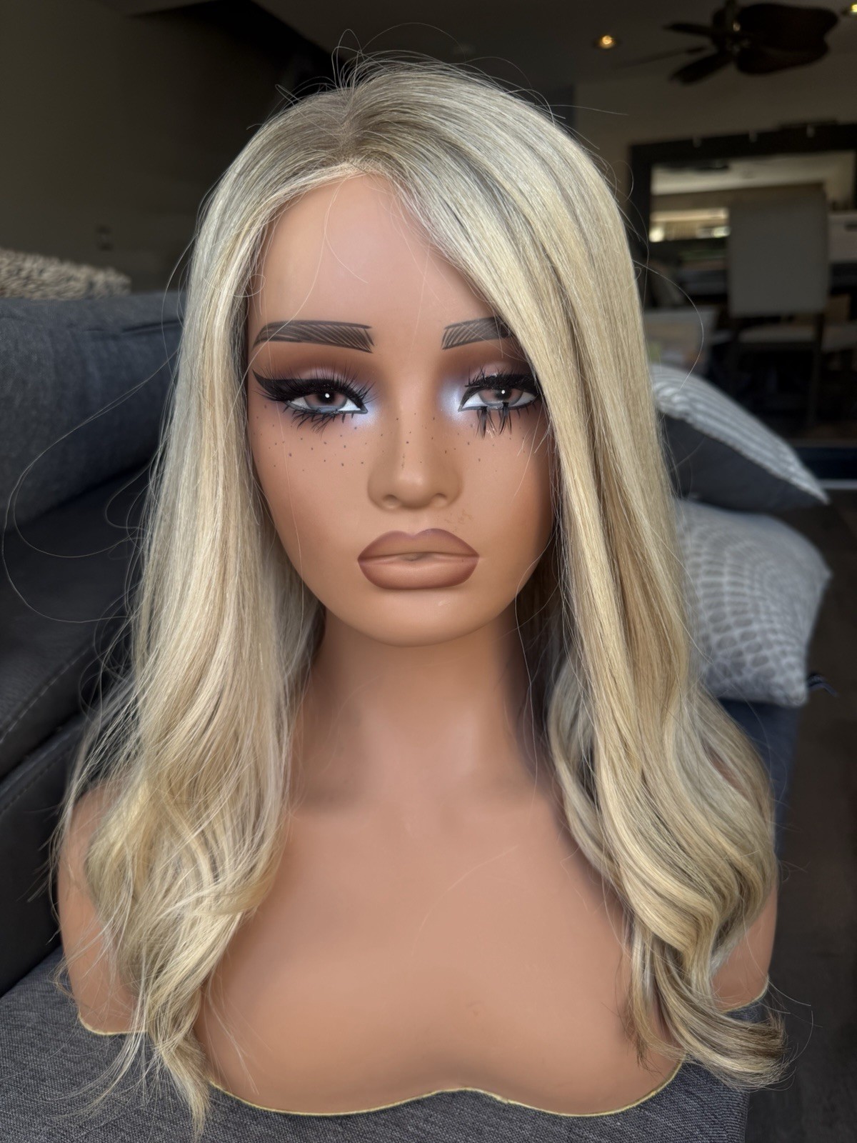 European Texture human hair wig Pre Owned Small Wig 18 Inches Lace Top